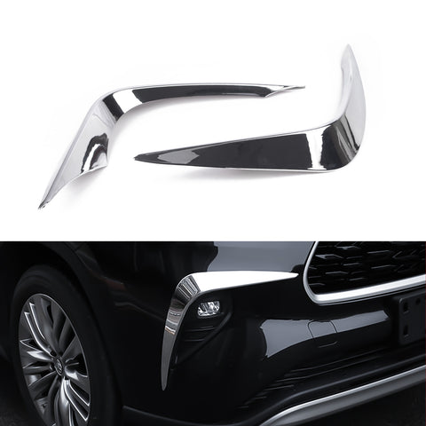 x xotic tech Front Fog Light Cover Trim Eyebrow Spoiler Molding Compatible with Toyota Highlander 2020-up ABS Car Decoration Exterior Accessories, 2Pcs/Set