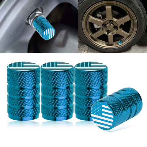 4pcs American Flag Tire Valve Stem Cover Caps Anodized Aluminum Alloy, Corrosion Resistant Leak-Proof Wheel Valve Cap Set, Universal for Cars Trucks Motorcycles SUVs