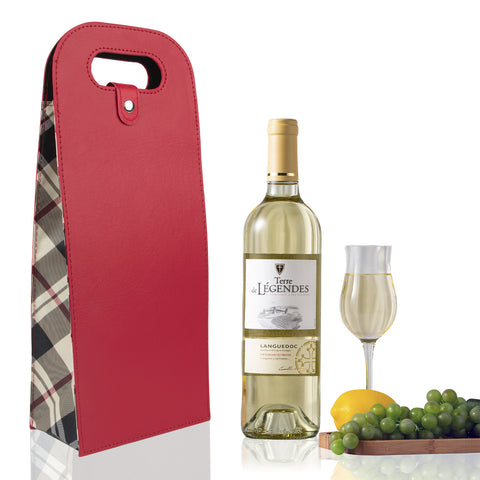 2-Bottle Leather Wine Tote Bag Protector Champagne Gift Bag with Handle For Gift