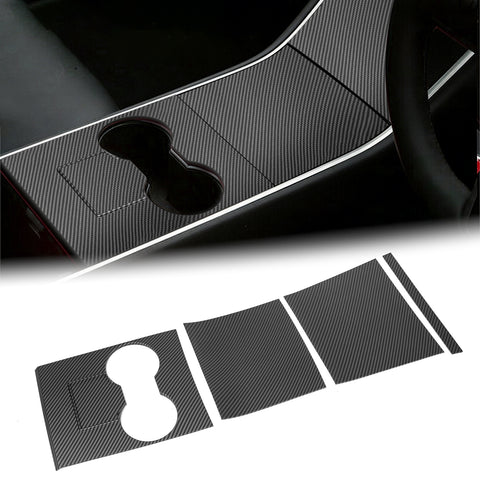 4pcs/Set Center Console Wrap Decor Sticker Accessories for Tesla Model 3/Y 17-20