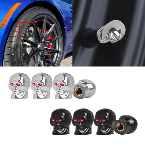 Skull Style Tire Stem Valve Caps Wheel Valve Covers Car Dustproof Tires Cap 8pcs