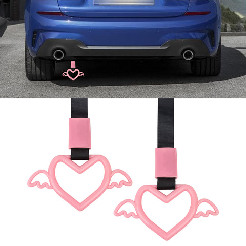 x xotic tech JDM Angel Wing Shaped Tsurikawa Subway Train Bus Handle Straps Drift Charm Rear Bumper Warning Loops Ring for Cars, SUV Interior Exterior Decoration