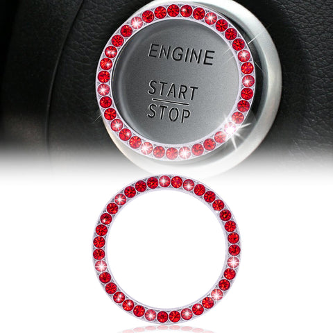 Crystal Rhinestone Car Engine Start Stop Button Bling Ring Cover Accessories