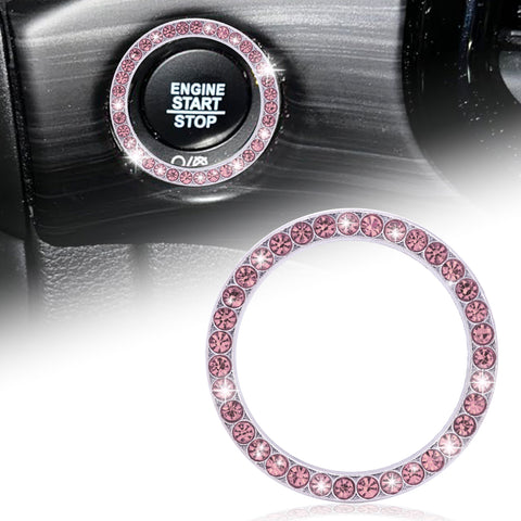 Crystal Rhinestone Car Engine Start Stop Button Bling Ring Cover Accessories