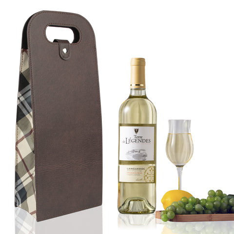 2-Bottle Leather Wine Tote Bag Protector Champagne Gift Bag with Handle For Gift