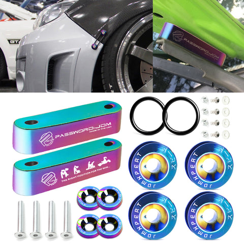 JDMPASSWORD Hood Vent Spacer Riser Kit For Honda Civic EK EF 88-00 Acura Integra