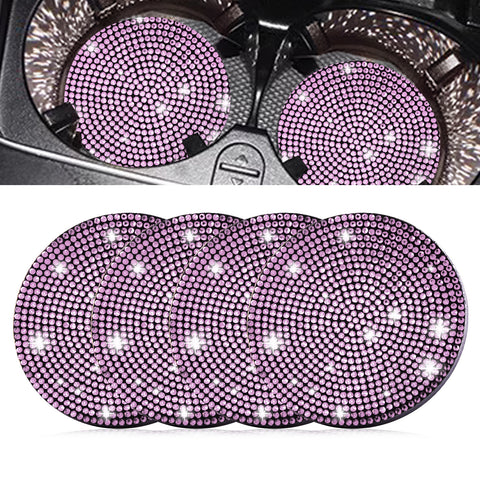 2pcs Cute Bling Car Cup Holder Coaster with Rhinestone Auto Interior Accessories