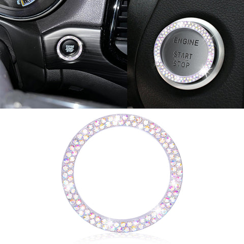 1/2 Packs Bling Diamond Car Engine Start Stop Button Surround Decor Ring Cover