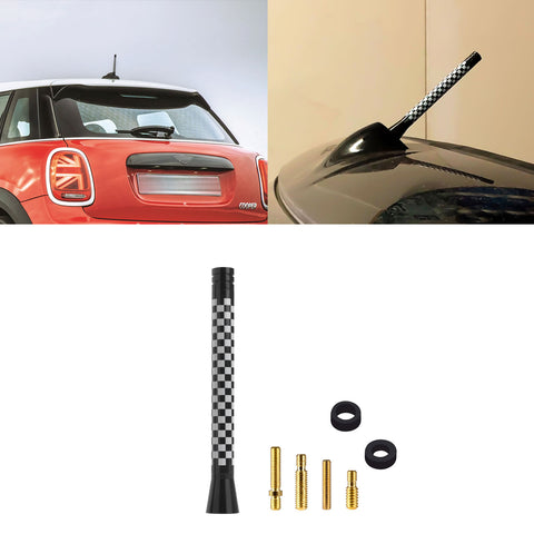 Xotic Tech Car Short/Long Antenna Union Jack Flag Checkerboard Theme Compatible with Mini Cooper All Models