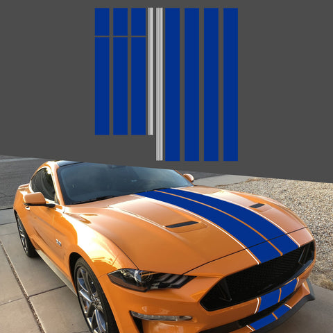 Xotic Tech Glossy Vinyl Racing Stripe Car Hood Graphics Decal Sticker for Hood Roof Rear Trunk Decoration Compatible with Ford Mustang 2015-up