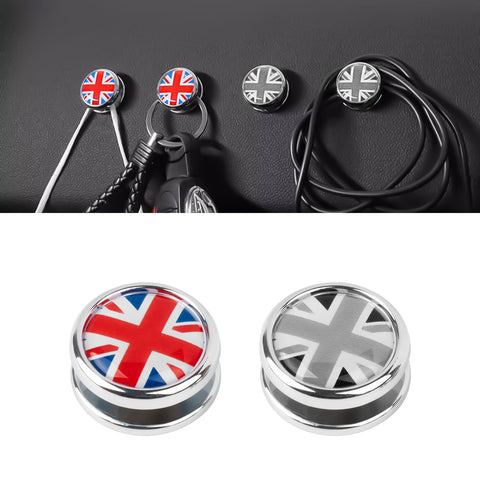 x xotic tech Hanger Stick on Car Dashboard Hook Holder Sticky Wall for Mask Key Fob USB Earphone Cable Sunglasses Compatible with Mini Cooper Accessories Universal (2 Pack, Union Jack Flag)