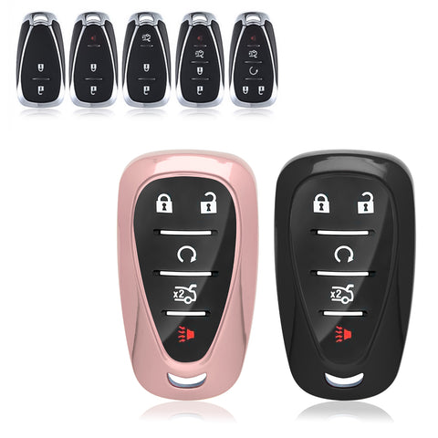 2pcs TPU Key Fob Shell Full Cover Case , Compatible with Chevrolet Camaro Malibu Impala Cruze Volt Bolt Equinox Tahoe Traverse - 3/4/5 Buttons Key