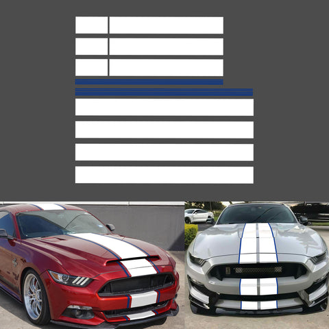 Xotic Tech Glossy Vinyl Racing Stripe Car Hood Graphics Decal Sticker for Hood Roof Rear Trunk Decoration Compatible with Ford Mustang 2015-up