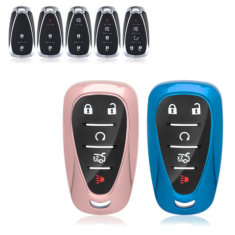 2pcs TPU Key Fob Shell Full Cover Case , Compatible with Chevrolet Camaro Malibu Impala Cruze Volt Bolt Equinox Tahoe Traverse - 3/4/5 Buttons Key