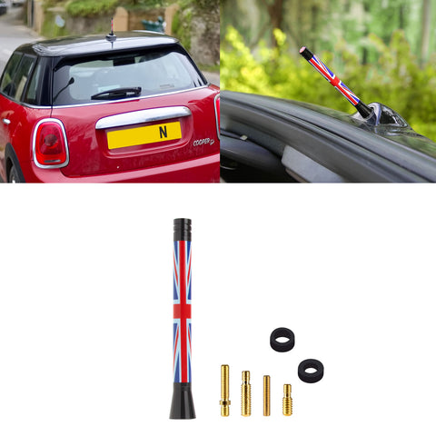 Xotic Tech Car Short/Long Antenna Union Jack Flag Checkerboard Theme Compatible with Mini Cooper All Models