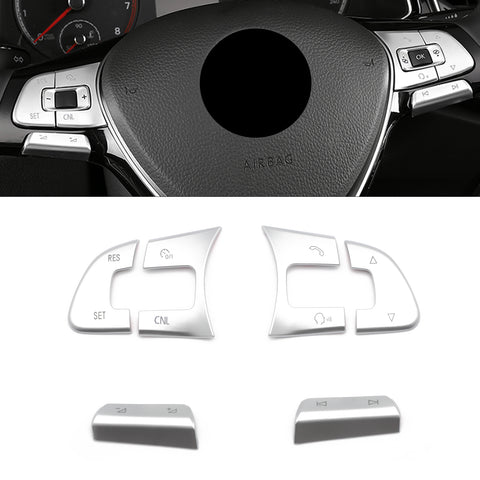 6pcs Silver Steering Wheel Control Button Cover Trim Decoration for Volkswagen Passat Golf SportWagen Alltrack Tiguan Altas Arteon 2016-up