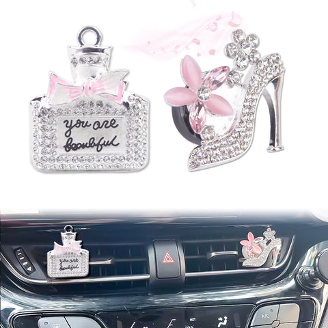 Crystal High Heel & Handbag Car Air Fresheners Diffuser Vent Clips Combo Kit