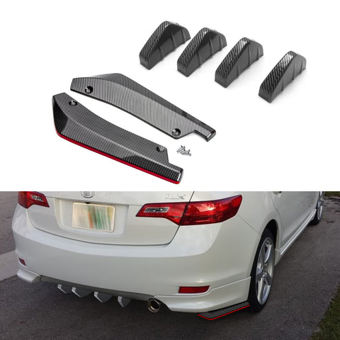 Xotic Tech JDM Rear Bumper Diffuser Valance Spoiler Fin Lip Trim Universal Car Side Fender Skirt Lip Splitter Canard Protector