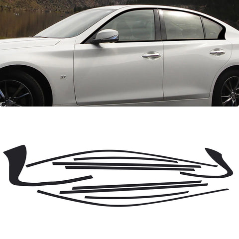 Gloss Black Chrome Delete Blackout Window Cover Decal For Infiniti Q50 2016-2020