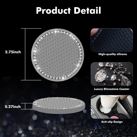 2.75 Inch Silicone Bling Car Cup Holder Insert Coaster Auto Interior Accessories