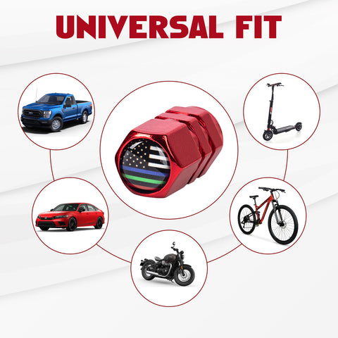 x xotic tech 4pcs American Flag Tire Valve Stem Cover Caps Anodized Aluminum Alloy, Corrosion Resistant Leak-Proof Wheel Valve Cap Set, Universal for Cars Trucks Motorcycles SUVs