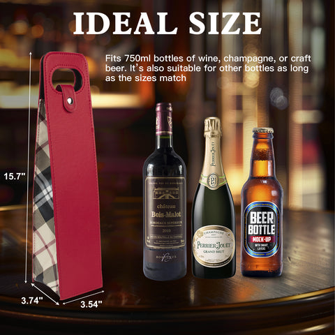 Portable Bottle Wine Gift Bag Champagne Beer Holder for Picnic Party, Christmas