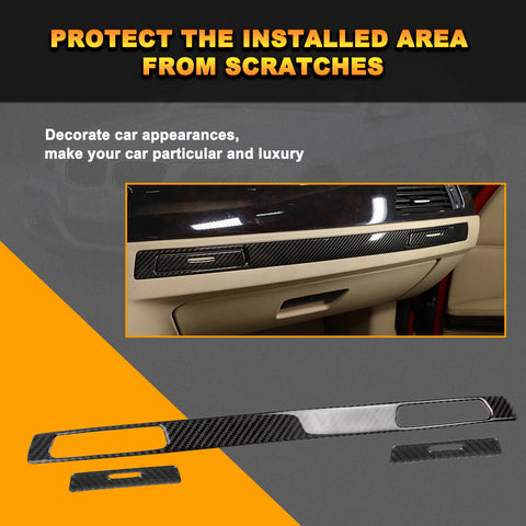 Real Carbon Fiber Copilot Cup Holder Strip Trim For BMW 3 Series E90 E92 E91 E93 2005-12