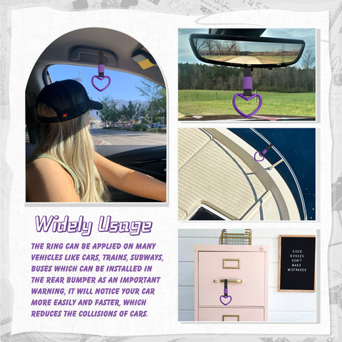 Xotic Tech 2 Pieces JDM Heart Shaped Car Handle Straps, Rear Bumper Warning Loops Heart-Shaped Ring for Cars, SUV, Subway, Bus Interior Exterior Decoration