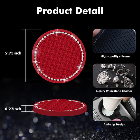 2.75 Inch Silicone Bling Car Cup Holder Insert Coaster Auto Interior Accessories