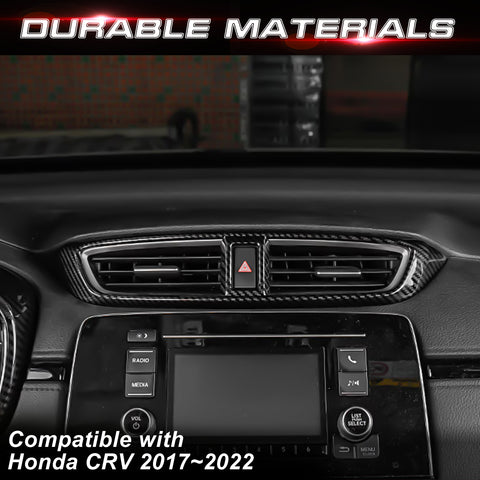 Carbon Fiber Texture Dash Center AC Vent Outlet Cover For Honda CR-V 2017-2022