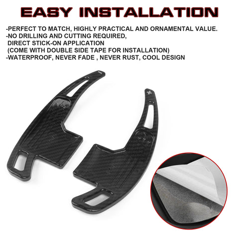Carbon Fiber Pattern Paddle Shifter Extension Cover For Ford Mustang 2015-2023