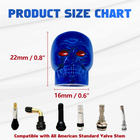 Skull Style Tire Stem Valve Caps Wheel Valve Covers Car Dustproof Tires Cap 8pcs