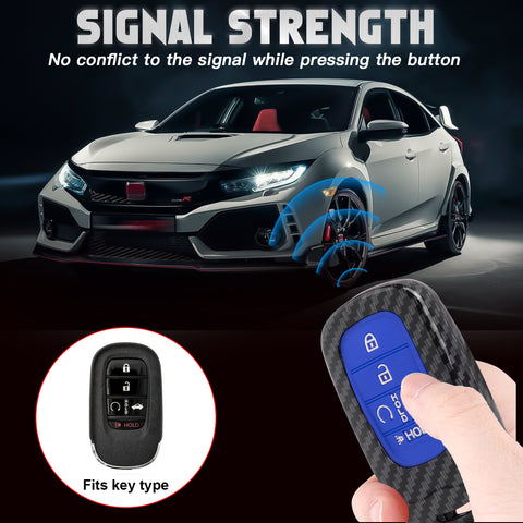 Carbon Style Shell+Silicone Cover Smart Key Fob Case Holder For Honda Civic Accord Pilot CR-V HR-V