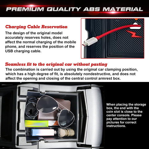 Armrest Box Insert Coin Holder Storage Organizer For Subaru Forester 2019-2023