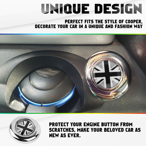 x xotic tech Red/Blue UK Union Jack Car Engine Push Start Stop Button Cap Cover Decoration Compatible with Mini Cooper 2nd Gen R55 R56 R57 R58 R59 R60 R61 Accessories