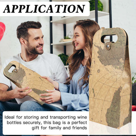 2-Bottle Leather Wine Tote Bag Protector Champagne Gift Bag with Handle For Gift