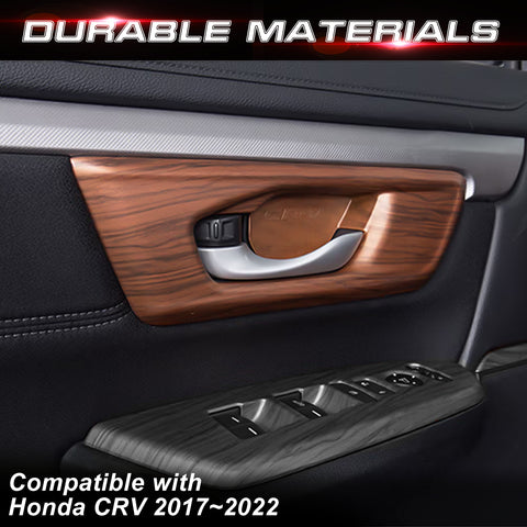 Peach Wood Grain Inner Door Handle Bowl Trim Cover For Honda CR-V 2017-2022