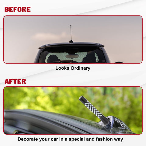 Xotic Tech Car Short/Long Antenna Union Jack Flag Checkerboard Theme Compatible with Mini Cooper All Models