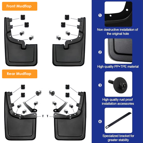 x xotic tech Mud Flaps Splash Guard Compatible with Ford F-150 2021 2022 2023 2024 2025 2026 Front & Rear Mudguards Fender Flare Dirt Slush Trap Protector Set Pickup Truck Accessories(4PCS)