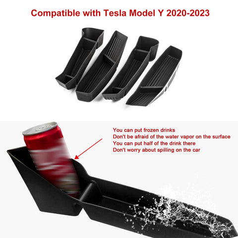 Click to enlarge Set Console Armrest Side Door Storage Organizer Pkg For Tesla Model Y 2021-2023