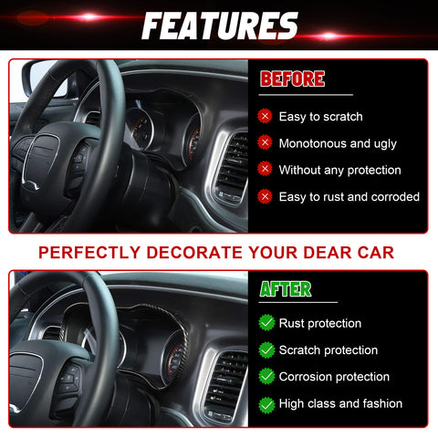 Carbon Fiber Style Dashboard Meter Panel Frame Cover For Dodge Charger 2015-23