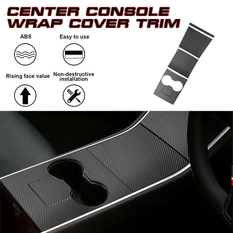 4pcs/Set Center Console Wrap Decor Sticker Accessories for Tesla Model 3/Y 17-20