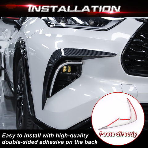 x xotic tech Front Fog Light Cover Trim Eyebrow Spoiler Molding Compatible with Toyota Highlander 2020-up ABS Car Decoration Exterior Accessories, 2Pcs/Set