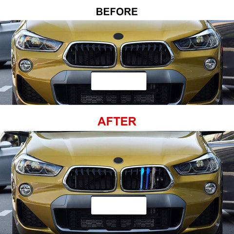 Tri-Colored Front Center Kidney Grille Strips Clip Cover For BMW X2 F39 2017-23