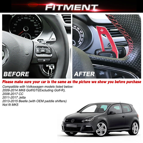 Red Aluminum Paddle Shifter Extension Kit For VW Golf MK6 2009-2014 Jetta 11-17