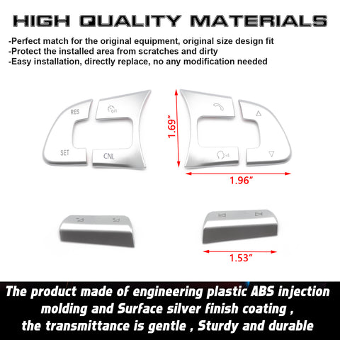 6pcs Silver Steering Wheel Control Button Cover Trim Decoration for Volkswagen Passat Golf SportWagen Alltrack Tiguan Altas Arteon 2016-up