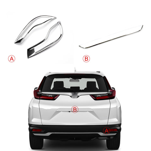 Chrome Rear Bumper Reflector Trunk Tailgate Lid Decor Trim For Honda CRV 17-2019