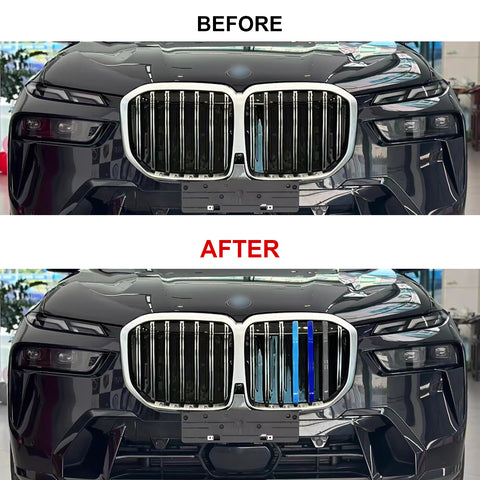 Tri-Colored Front Center Kidney Grille Strips Clip Cover For BMW X7 G07 2023+