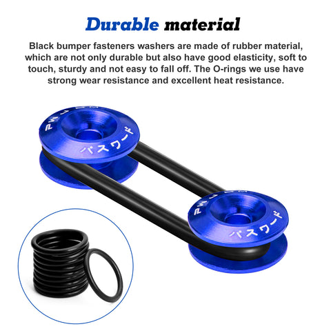 20x JDM Front Rear Bumper Quick Release Fasteners Rubber O-Rings Washers Replace