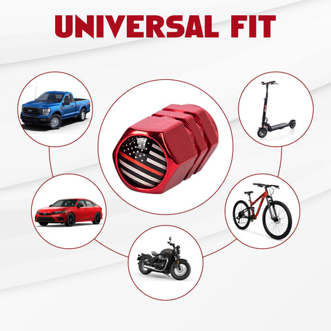 x xotic tech 4pcs American Flag Tire Valve Stem Cover Caps Anodized Aluminum Alloy, Corrosion Resistant Leak-Proof Wheel Valve Cap Set, Universal for Cars Trucks Motorcycles SUVs